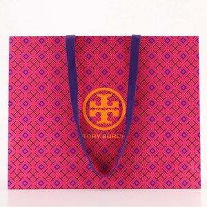 Tory Burch Fuchsia and Violet Geometric Paper Tote Bag
